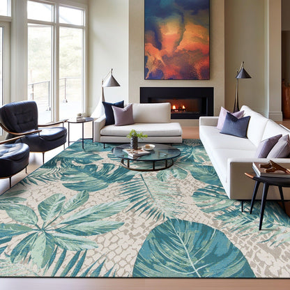 Tappeto da interno/esterno con motivi floreali tropicali contemporanei della World Rug Gallery