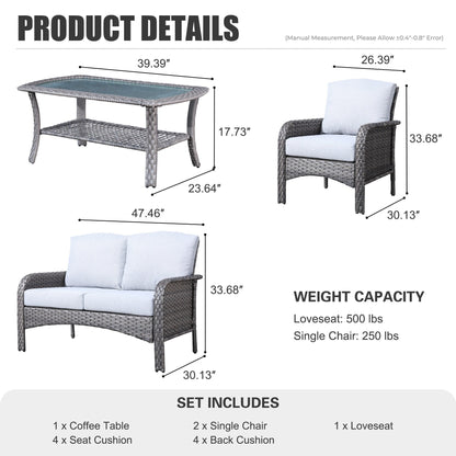 Set da conversazione per esterni XIZZI da 4 pezzi con tavolo