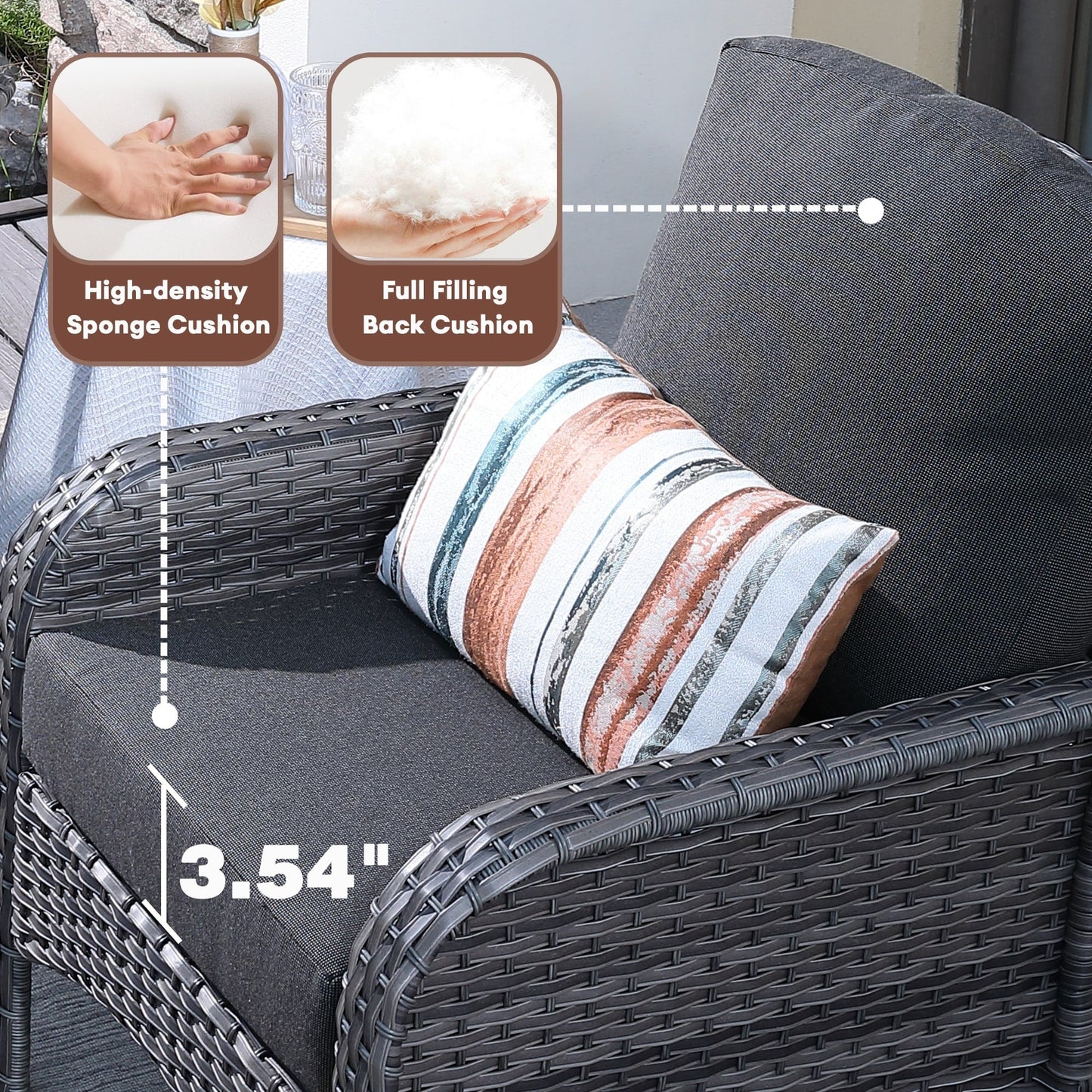 Set da conversazione per esterni XIZZI da 4 pezzi con tavolo