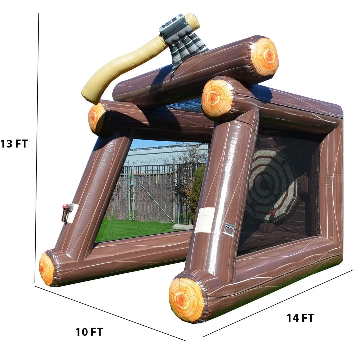 XJUMP Gioco gonfiabile con lancio dell'ascia, con soffiatore d'aria e asce in schiuma, noleggio di livello commerciale, leggero, gioco all'aperto