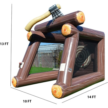 XJUMP Gioco gonfiabile con lancio dell'ascia, con soffiatore d'aria e asce in schiuma, noleggio di livello commerciale, leggero, gioco all'aperto
