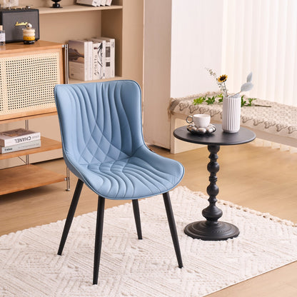 Set di 2 sedie da pranzo moderne imbottite in pelle senza braccioli