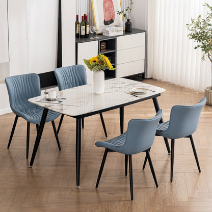 Set di 2 sedie da pranzo moderne imbottite in pelle senza braccioli