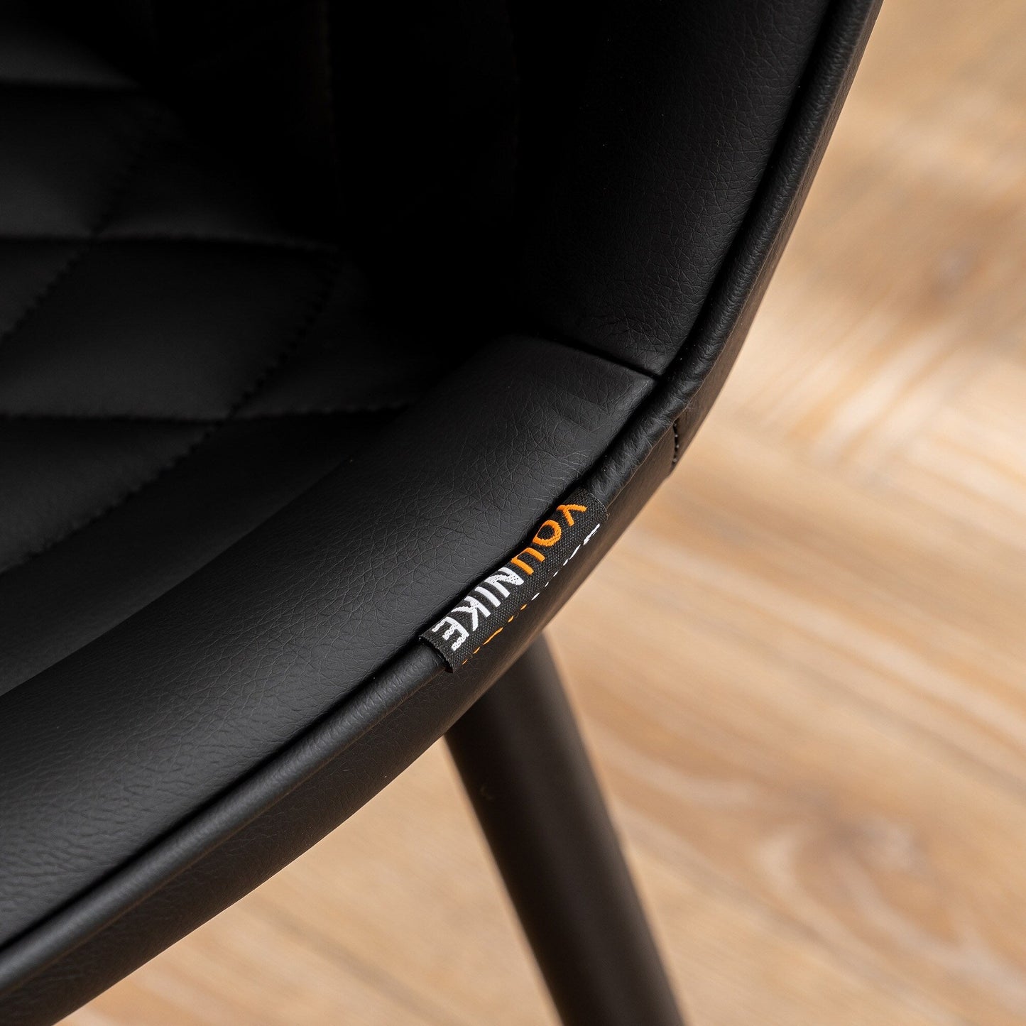 Set di 2 sedie da pranzo moderne imbottite in pelle senza braccioli