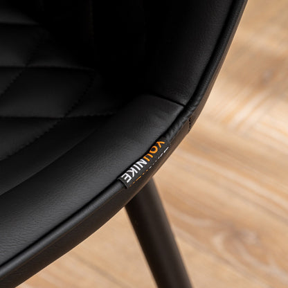 Set di 2 sedie da pranzo moderne imbottite in pelle senza braccioli