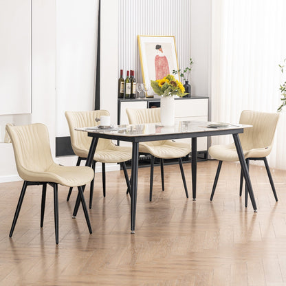 Set di 2 sedie da pranzo moderne imbottite in pelle senza braccioli