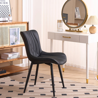 Set di 2 sedie da pranzo moderne imbottite in pelle senza braccioli