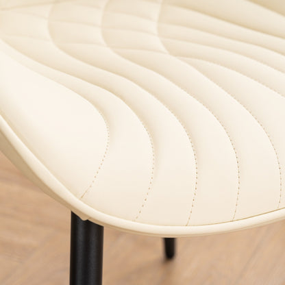 Set di 2 sedie da pranzo moderne imbottite in pelle senza braccioli