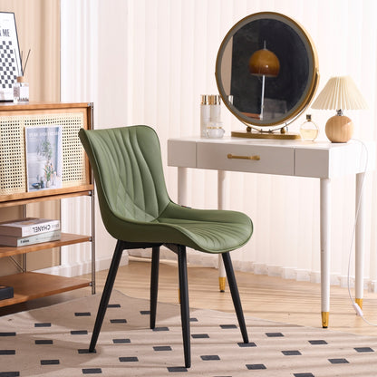 Set di 2 sedie da pranzo moderne imbottite in pelle senza braccioli