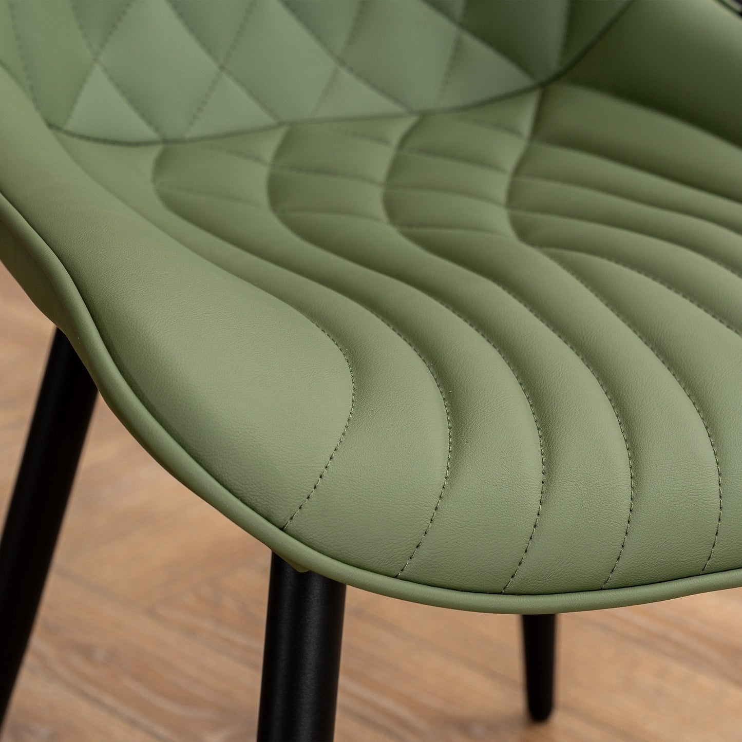 Set di 2 sedie da pranzo moderne imbottite in pelle senza braccioli