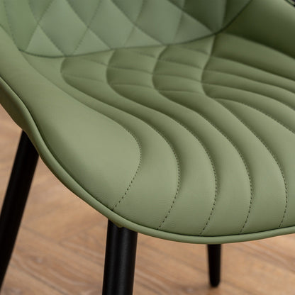 Set di 2 sedie da pranzo moderne imbottite in pelle senza braccioli