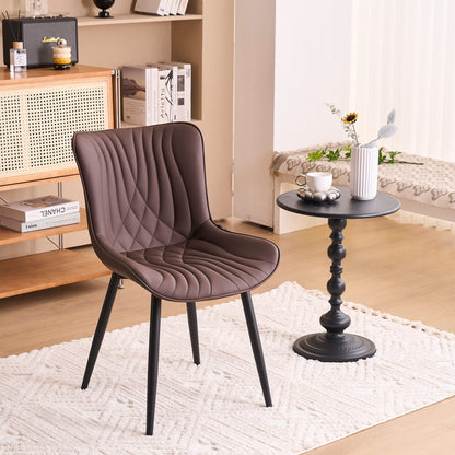 Set di 2 sedie da pranzo moderne imbottite in pelle senza braccioli