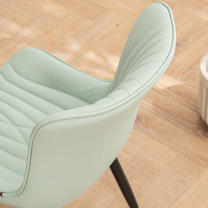 Set di 2 sedie da pranzo moderne imbottite in pelle senza braccioli