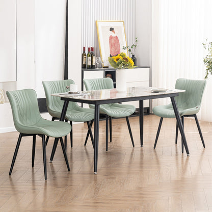 Set di 2 sedie da pranzo moderne imbottite in pelle senza braccioli