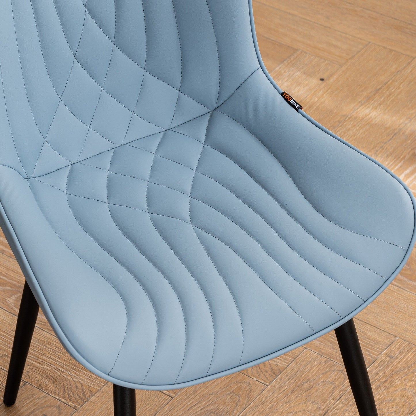 Set di 2 sedie da pranzo moderne imbottite in pelle senza braccioli