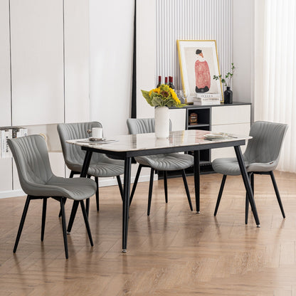 Set di 2 sedie da pranzo moderne imbottite in pelle senza braccioli