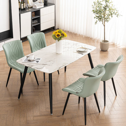 Set di 2 sedie da pranzo moderne imbottite in pelle senza braccioli