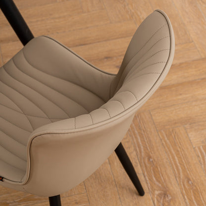 Set di 2 sedie da pranzo moderne imbottite in pelle senza braccioli