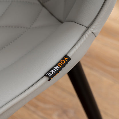 Set di 2 sedie da pranzo moderne imbottite in pelle senza braccioli