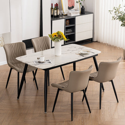 Set di 2 sedie da pranzo moderne imbottite in pelle senza braccioli