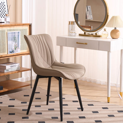 Set di 2 sedie da pranzo moderne imbottite in pelle senza braccioli