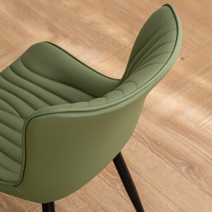 Set di 2 sedie da pranzo moderne imbottite in pelle senza braccioli