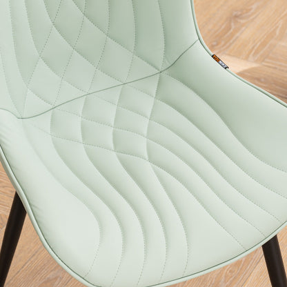 Set di 2 sedie da pranzo moderne imbottite in pelle senza braccioli