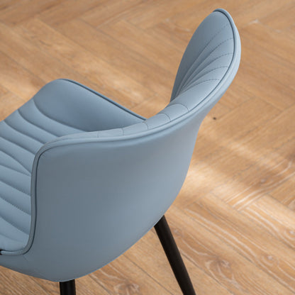 Set di 2 sedie da pranzo moderne imbottite in pelle senza braccioli