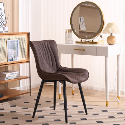 Set di 2 sedie da pranzo moderne imbottite in pelle senza braccioli