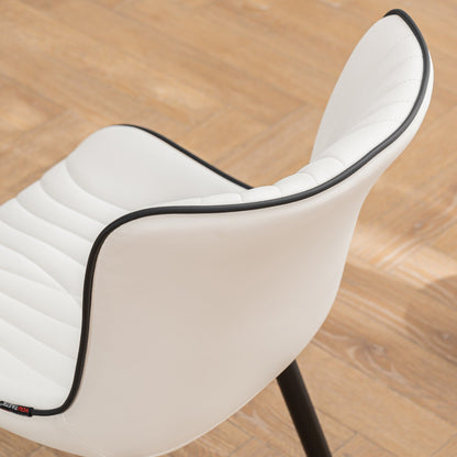 Set di 2 sedie da pranzo moderne imbottite in pelle senza braccioli