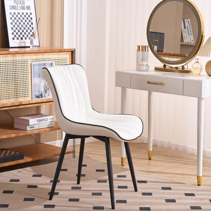 Set di 2 sedie da pranzo moderne imbottite in pelle senza braccioli