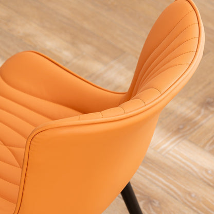 Set di 2 sedie da pranzo moderne imbottite in pelle senza braccioli