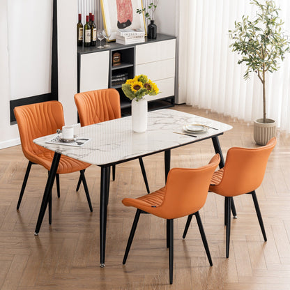 Set di 2 sedie da pranzo moderne imbottite in pelle senza braccioli