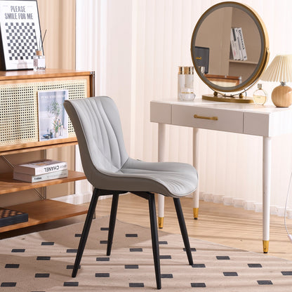 Set di 2 sedie da pranzo moderne imbottite in pelle senza braccioli