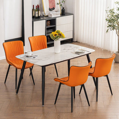 Set di 2 sedie da pranzo moderne imbottite in pelle senza braccioli