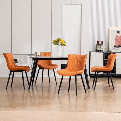 Set di 2 sedie da pranzo moderne imbottite in pelle senza braccioli