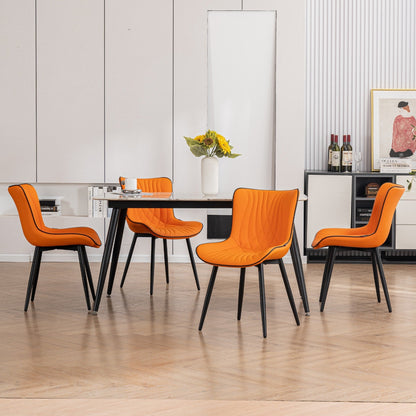 Set di 2 sedie da pranzo moderne imbottite in pelle senza braccioli