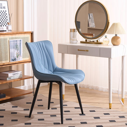 Set di 2 sedie da pranzo moderne imbottite in pelle senza braccioli