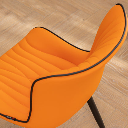 Set di 2 sedie da pranzo moderne imbottite in pelle senza braccioli