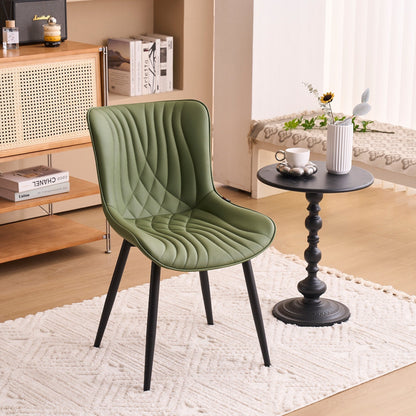 Set di 2 sedie da pranzo moderne imbottite in pelle senza braccioli