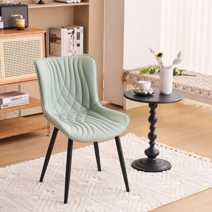 Set di 2 sedie da pranzo moderne imbottite in pelle senza braccioli