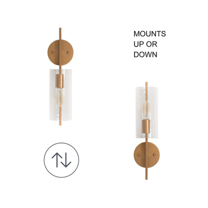 Applique da parete per bagno Zenith Modern Farmhouse Cylinder in vetro seminato